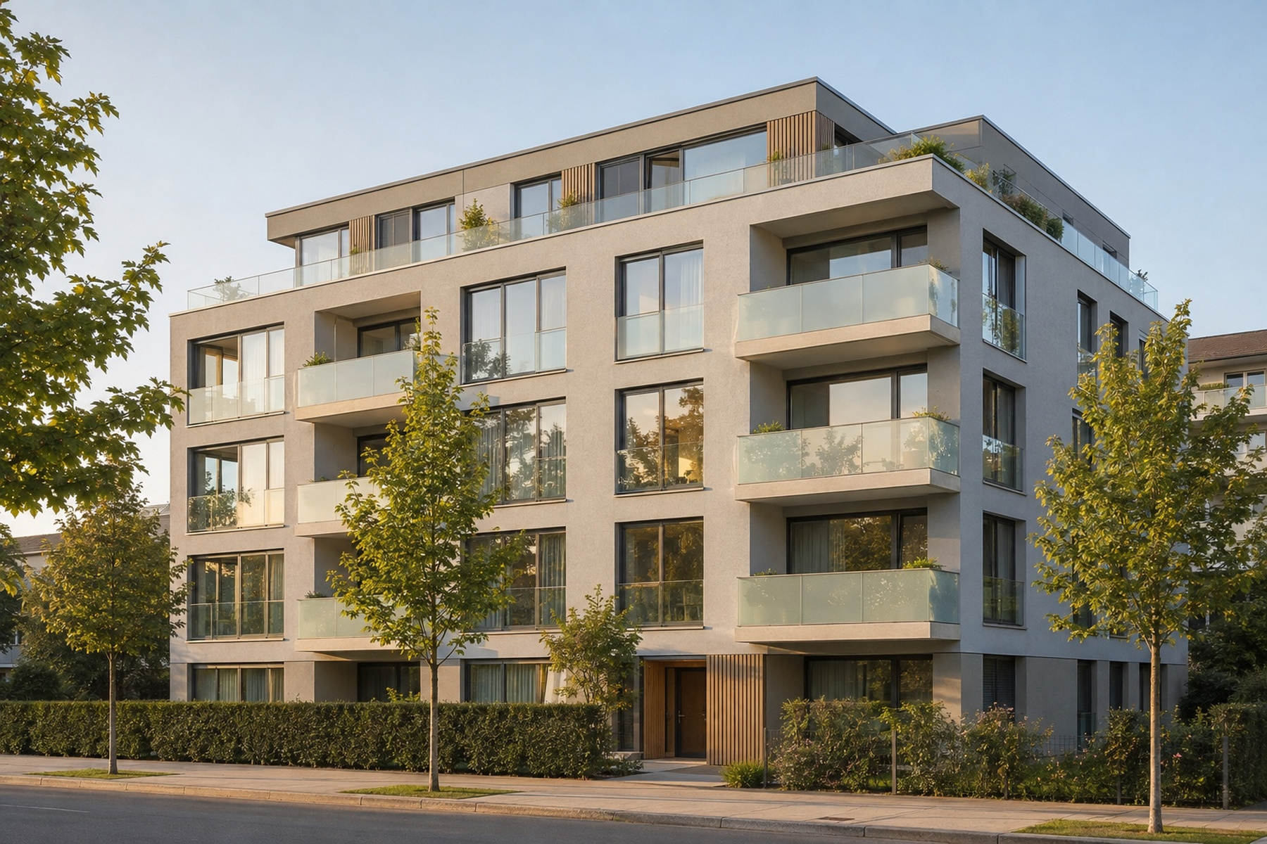 Verputztes Mehrfamilienhaus an ruhiger Quartierstrasse