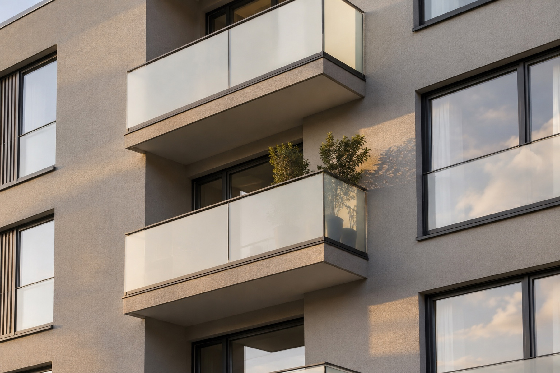 Renoviertes Mehrfamilienhaus aus den 1950er-Jahren hinter einer Hecke